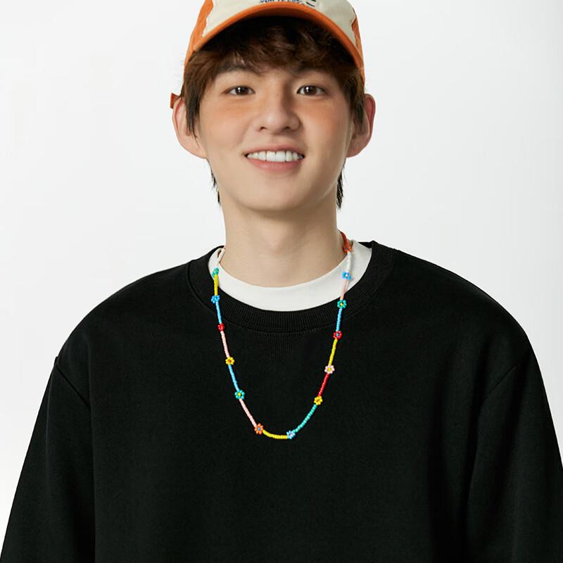 MINISO Men's Solid Color Crewneck Pullover Sweatshirt