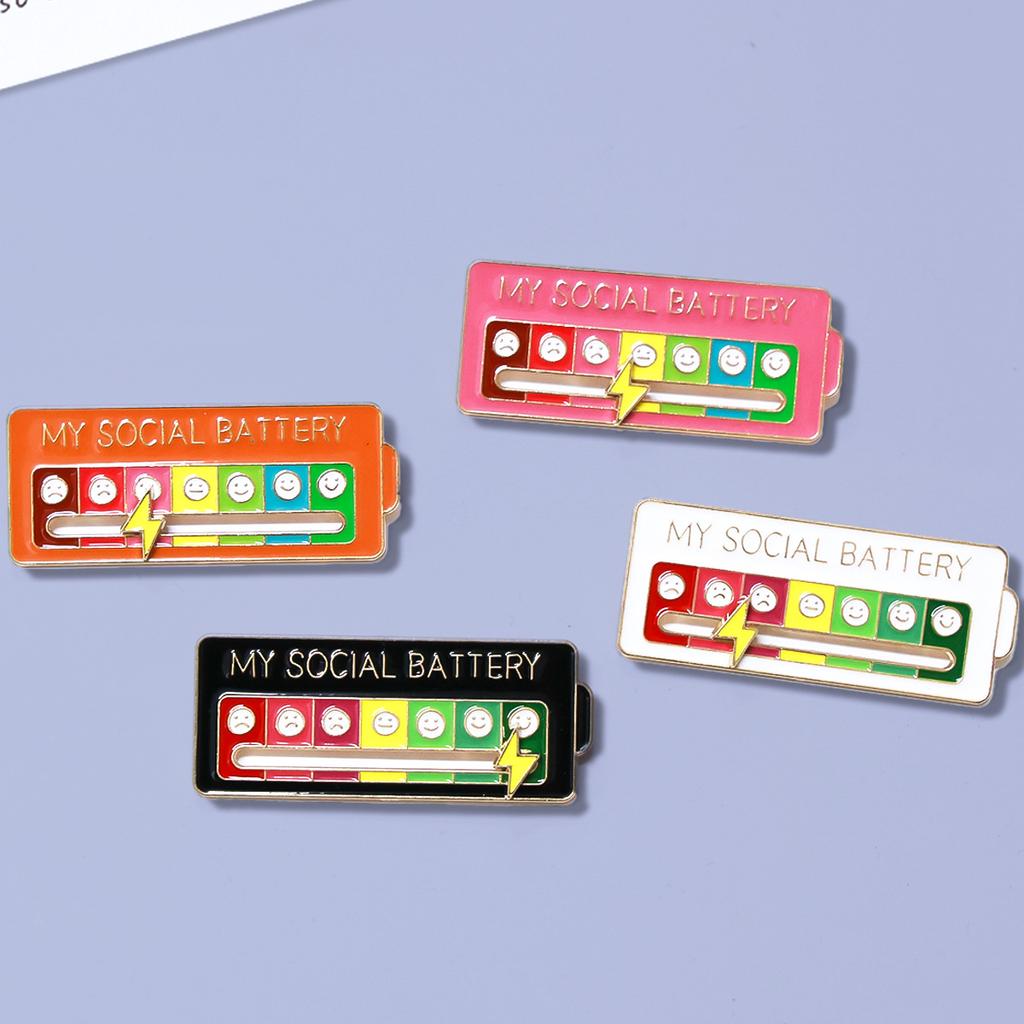 Эмалевые значки «Моя социальная батарея» Трекер настроения Металлические броши Значки Мода