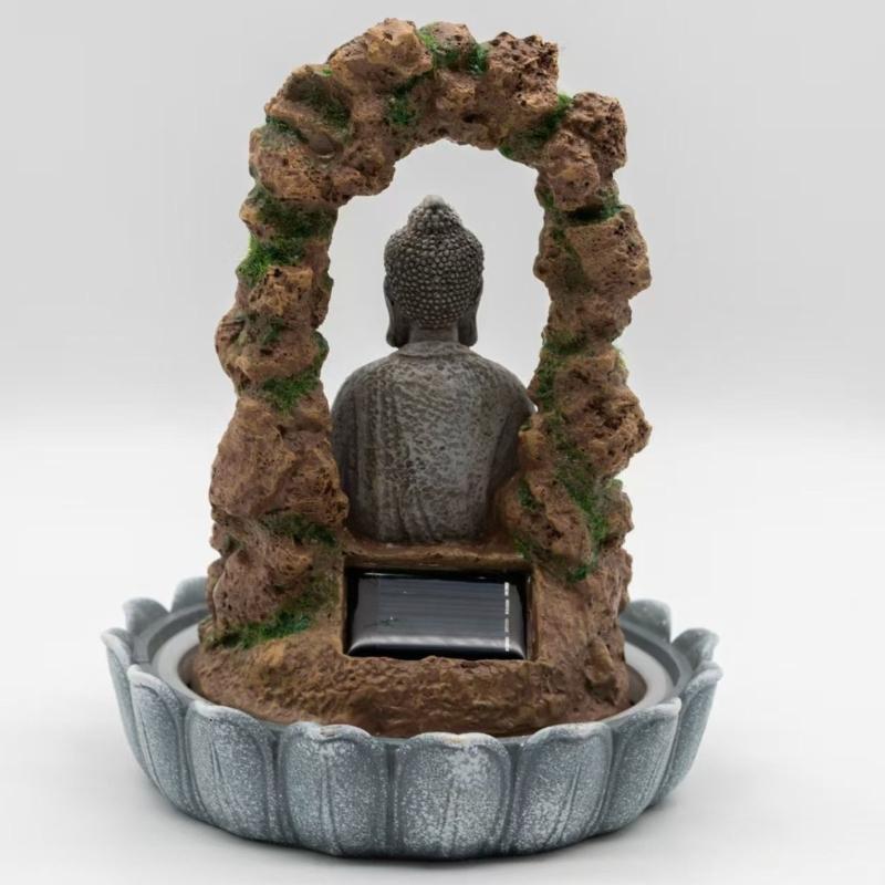 Ручная работа, солнечная буддийская скульптура из смолы, статуэтка, погодоустойчивое украшение для двора, подходит для патио, ландшафтного дизайна