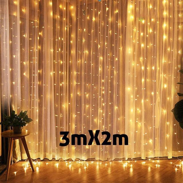 3M USB светодиодные шторы гирлянды, светодиодные гирлянды, рождественские огни, украшения для Рамадана, 2023, гирлянды, свадебный декор, Новый год