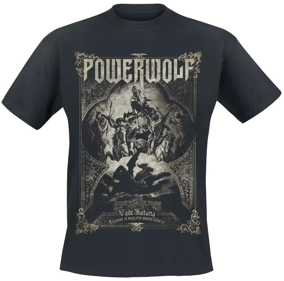Powerwolf Vade Satana Unisex Cotton T-shirt, Vintage War Scene Print, Heavy Metal Rock Band Casual Tee