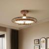 French Mid-Century Wabi-Sabi Walnut Bedroom Ceiling Light