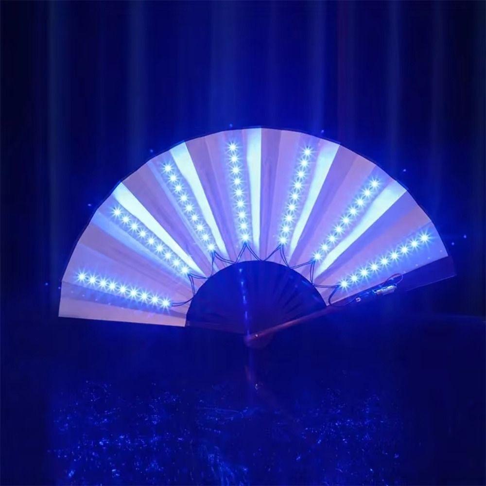 Colorful Glow Folding LED Fan Portable Glowing Hand Fan LED Luminous Fan  Night Show