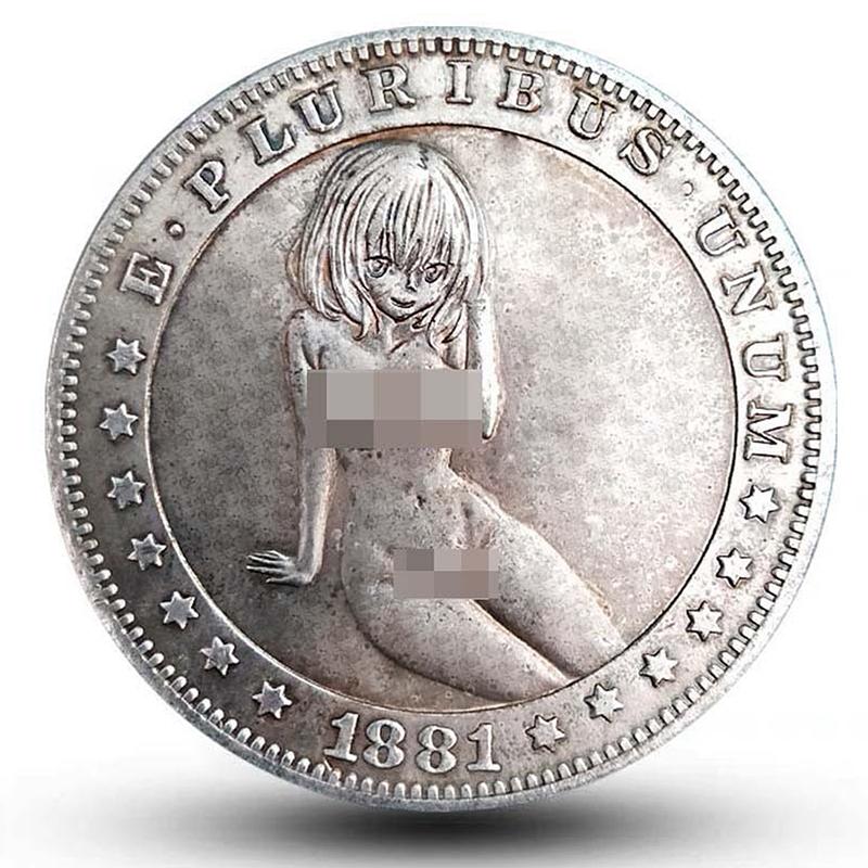 Антикварная монета Хобо Сексуальная красавица Серебряная монета с медным покрытием Серебро для состаривания Коллекционные ремесла Изысканный подарок