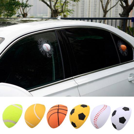 Yousheng 3D Prank Car Sticker Lifelike Tennis Ball Shattered Glass Rear Windshield Tricky Decoration Ball Hit Simulation Creative Sticker for Car