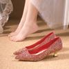 Модные большие красные свадебные туфли для женщин 2024 года, весна/лето/осень, новые основные свадебные платья, свадебные туфли на высоком каблуке
