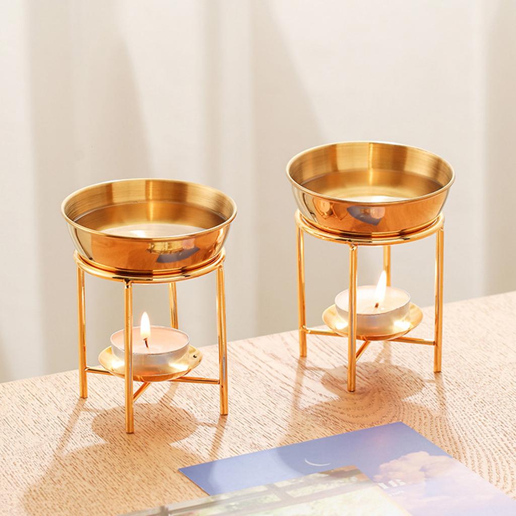 Элегантная металлическая аромалампа для эфирных масел, подсвечник для чайной свечи, просторные ароматерапевтические плавители, диффузор для релаксации