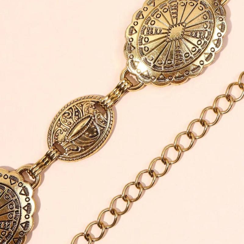 1 Piece Set of Waist Chain Accessories for Women's Retro Bohemian Ethnic Style High-end Silver Metal Chain Belt with Skirt Belt