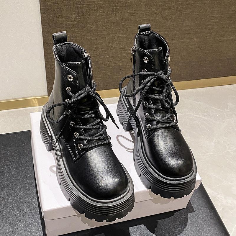 Осень и зима британские ветрозащитные ботинки Martin на платформе с локомотивом, женские новые толстые каблуки, универсальные, короткие, модные, повседневные