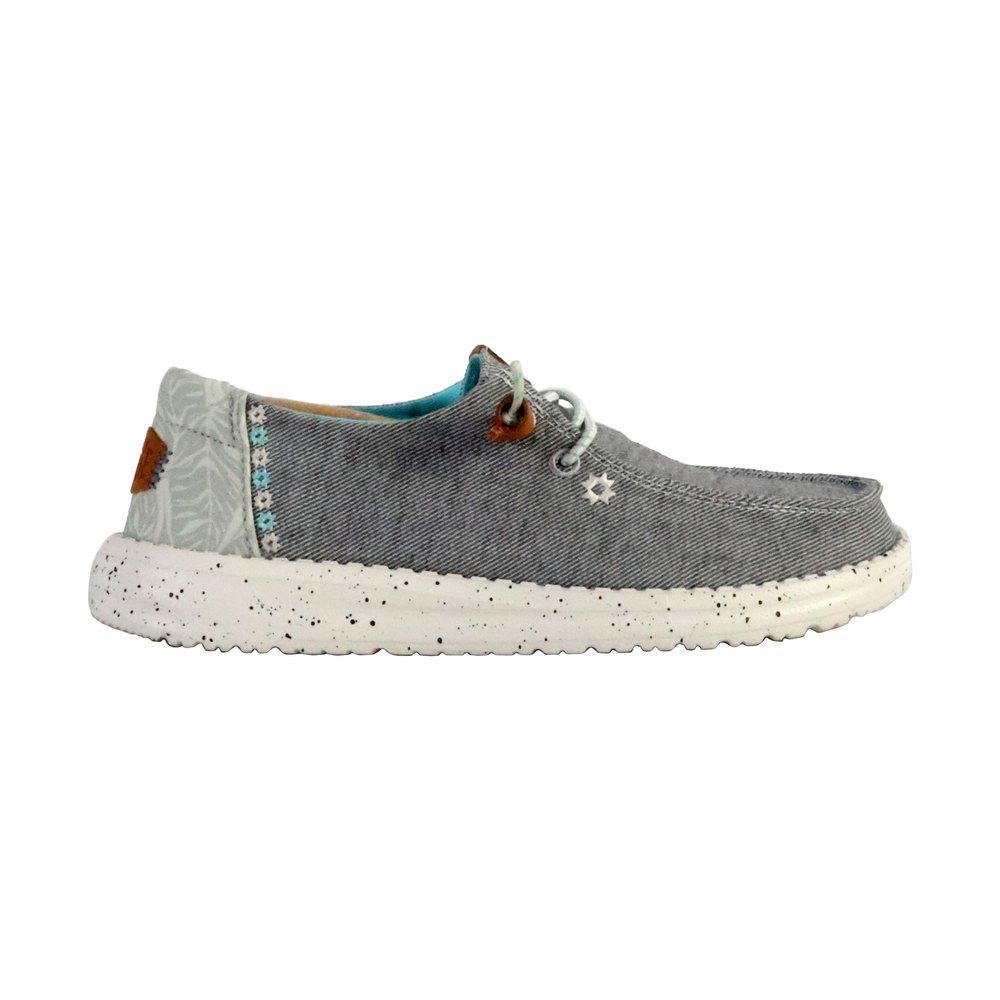 Hey Dude Wendy Heathered Slub Tropical moccasins lace-up Grey