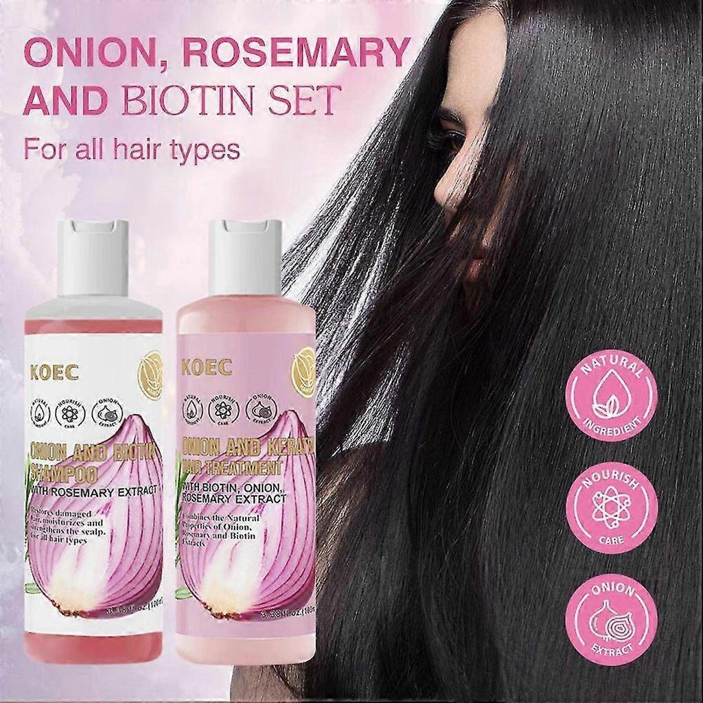 Onion Biotin & Rosemary Shampoo Conditioner Set, Natural Hair Care, Growth Shampoo Suitable for All Hair Types, Relieving Hair Loss, Promoting Hair Gr