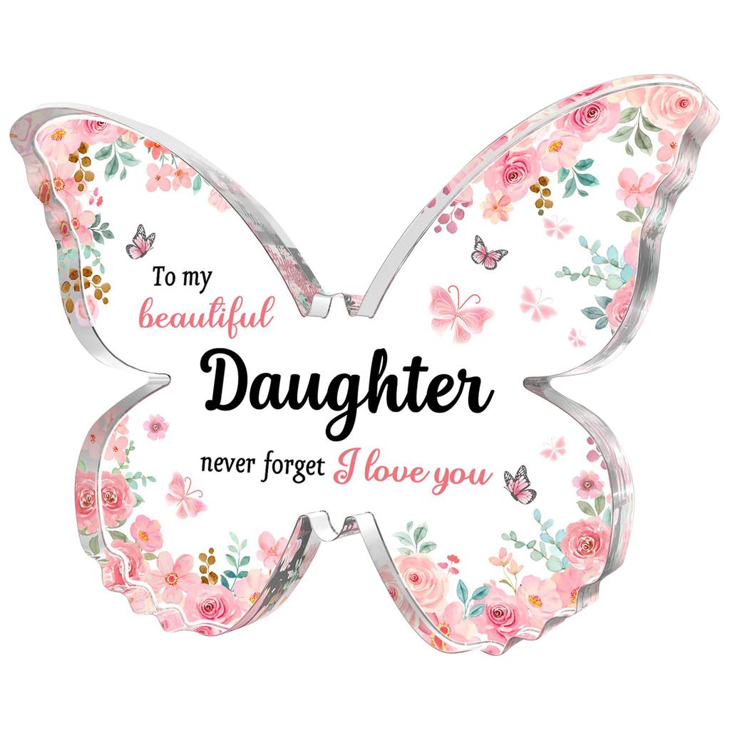 1pcs Personalized Acrylic Pink Butterfly Custom Wedding Name Baby Baptism Mirror Black Engraved Tag Decoration Ornament Gift