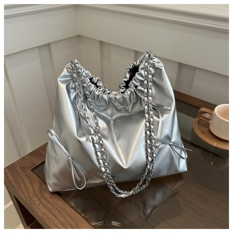 2024 New Spring Stylish Shoulder Crossbody Bag For Women Chic Street Style Pu Bucket Bag In Black/brown/silver/white