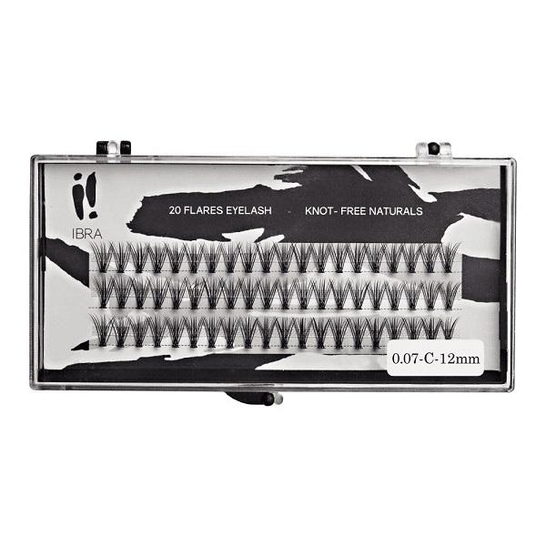 Ibra Professional Silk Lash Extensions, 0.07 C Curl, 12mm, Pack of 60 - Expert Eyelash Enhancement Solution