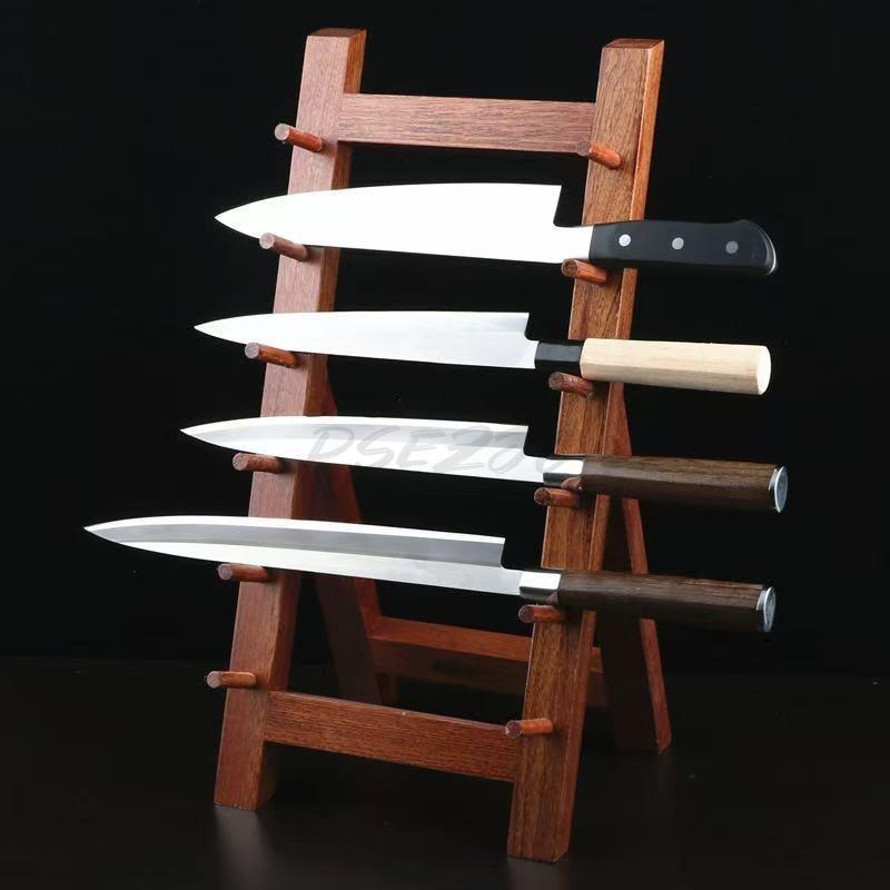 Japanese Sushi Sashimi Yusheng Display Knife Holder Commercial Kitchen Solid Wood 4/5/6 Multi-layer Knife Storage Rack