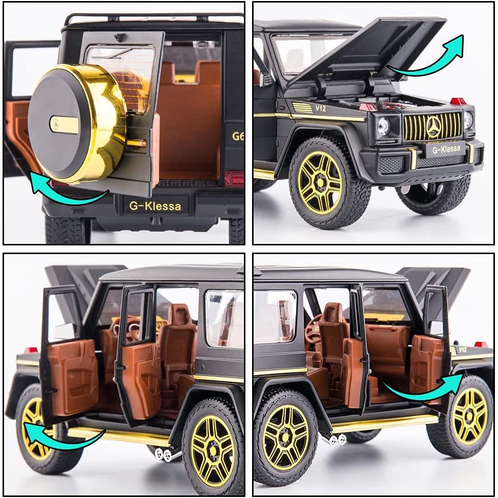 1/24 масштаб Benz G63 AMG модель автомобиля, игрушечный автомобиль из цинкового сплава со звуком и светом для детей, подарок для мальчиков и девочек
