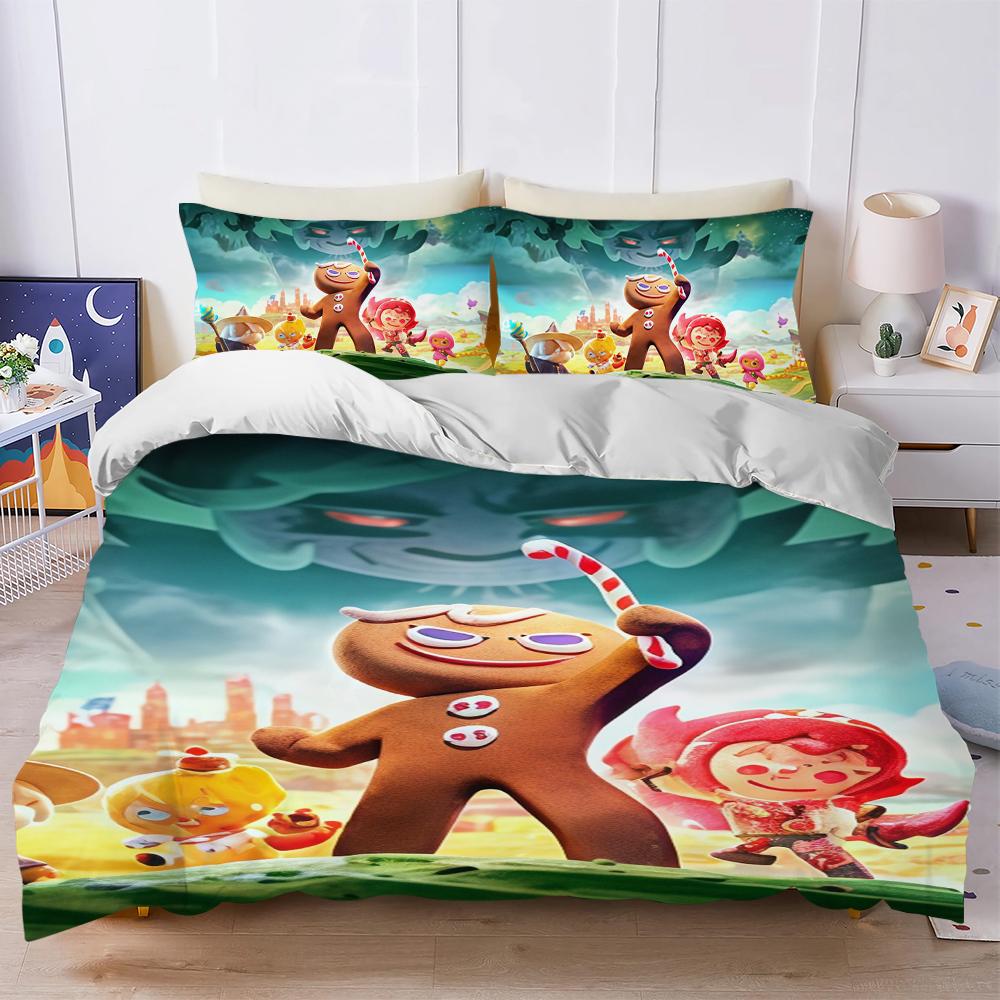 C-Cookie Run K-Kingdom Комплект пододеяльника Мягкое стираное постельное белье 3 предмета Летний Удобный Студенческое общежитие Дом Детское постельное белье Хит продаж