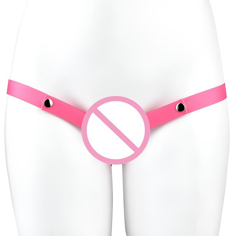 Pink Male Penis Ring Chastity Cage Auxiliary Belt Anti-off Device Elastic Belt Adjustable Underwear Rope Scrotum Ring Sex ToyHot