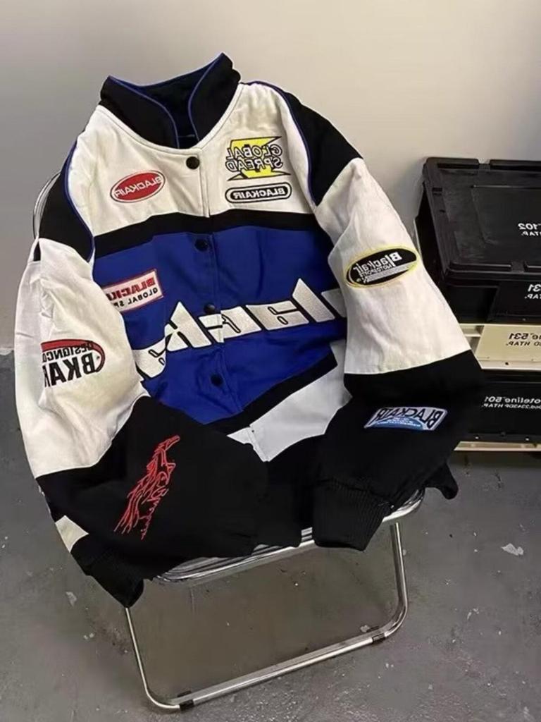 2024 Spring Hip-Hop Racing Embroidery Jacket - High Street Trendy Motorcycle Baseball Suit