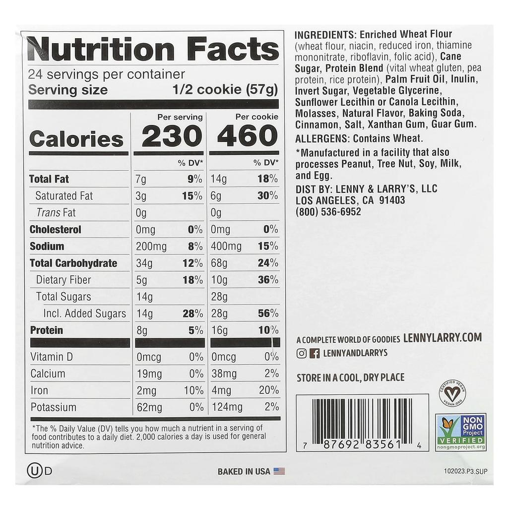 Lenny & Larry's The Complete Cookie®, Snickerdoodles, 12-Count, 113G (4Oz) Each