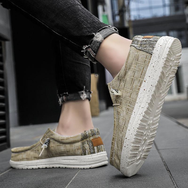 Летняя джинсовая парусиновая мужская дышащая повседневная обувь, уличные нескользящие кроссовки, удобная обувь для вождения, мужские мокасины, большой размер 40-48