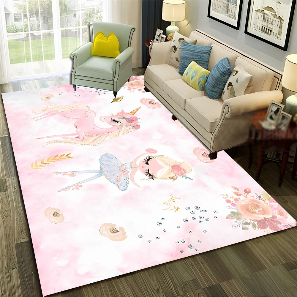 Ballet Girl Ballerina Swan Cartoon Carpet Rug for Home Living Room Bedroom Sofa Doormat Decor,kids  Area Rug Non-slip Floor Mat