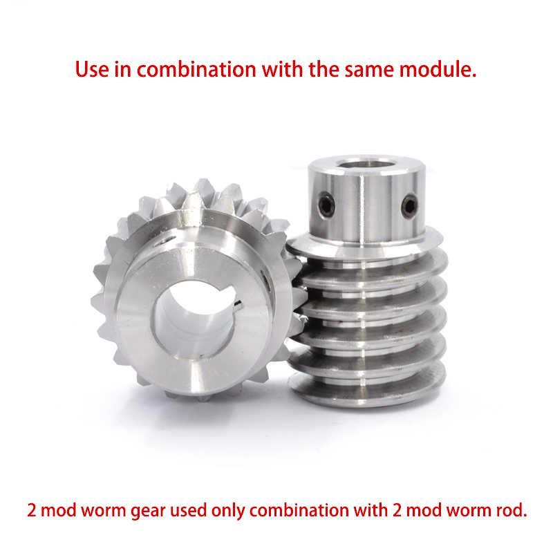 1Pcs 2M Worm Gear Wheel Or Worm Rod 45# Steel 2 Modulus 20/25/30 Teeth Worm Gear Round Bore & Keyway Bore