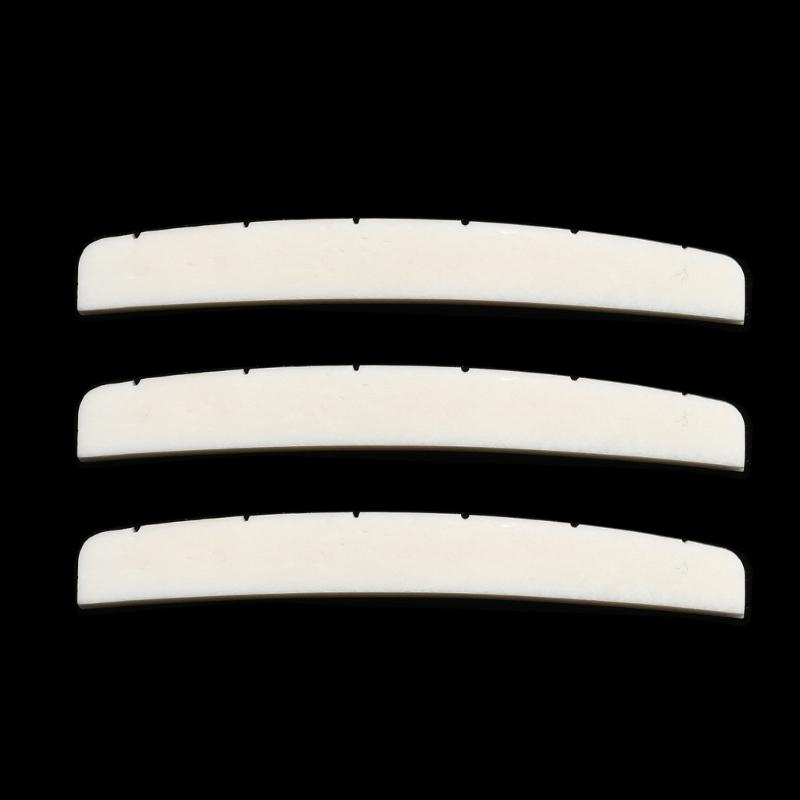 6 String Guitar Nut Saddles Cattle Bone Pre-Slotted Top Nut Curved Bottom