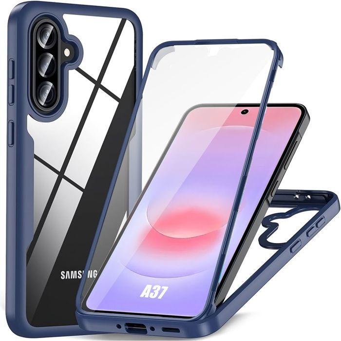Coque pour Samsung Galaxy A37 5G, Intégrale Avant TPU Souple et Arrière PC Rigide - Bleu Marine