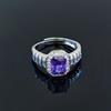 Simulation 6 * 8 Rectangular Zircon Ring Women'S Classic Purple Diamond Opening Adjustable Ring Jewelry