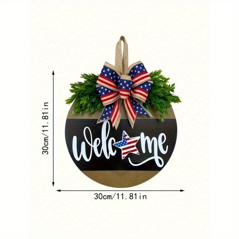 1piece Independence Day Decoration Hello Door Number Wreath Hanging Decoration Front Door Number Pendant American Celebration Wall Hanging Decoration