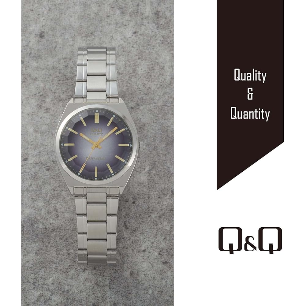 Мужские аналоговые водонепроницаемые часы Citizen Q&Q с металлическим браслетом QB78-202 Черные
