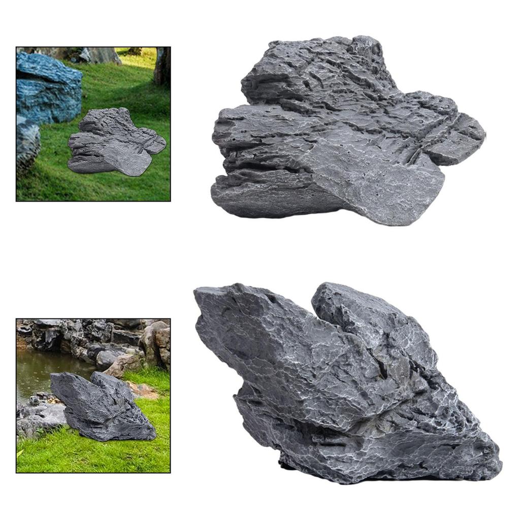 Fake Rock High Fidelity Ornament Lightweight Versatile Decorating Gray Landscape Rock for Indoor Stations Aquarium Yard Hotels