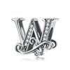 Bamoer Authentic 925 Sterling Silver Vintage Letter A To Z Zircon Bead Charms Fit Original Charm Bracelets DIY Jewelry
