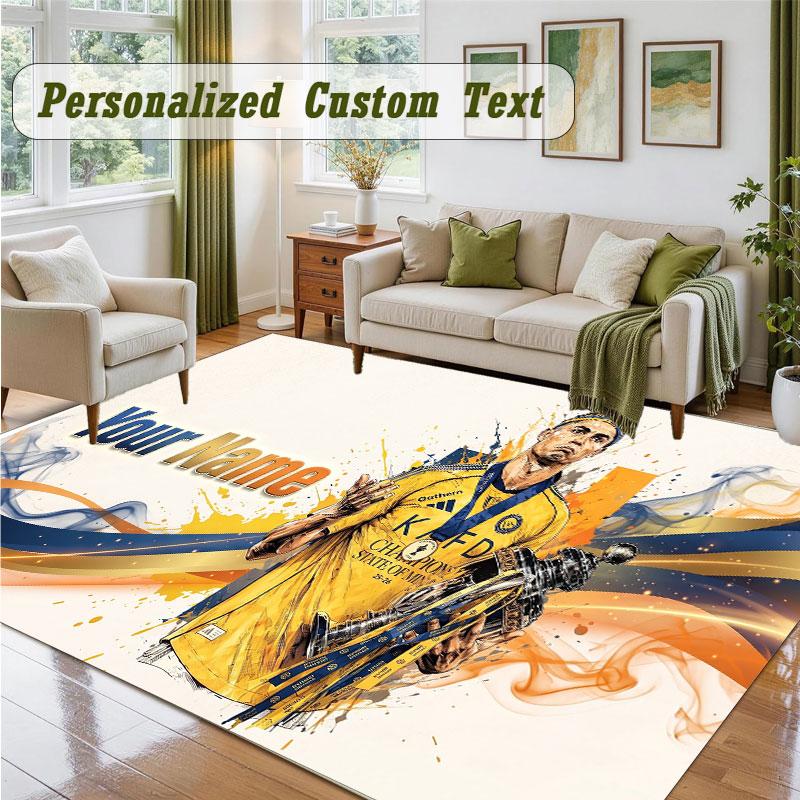 Crystal Velvet Square Rug Custom NameCristiano Ronaldo Pattern Non Slip Home Floor Decor Rug