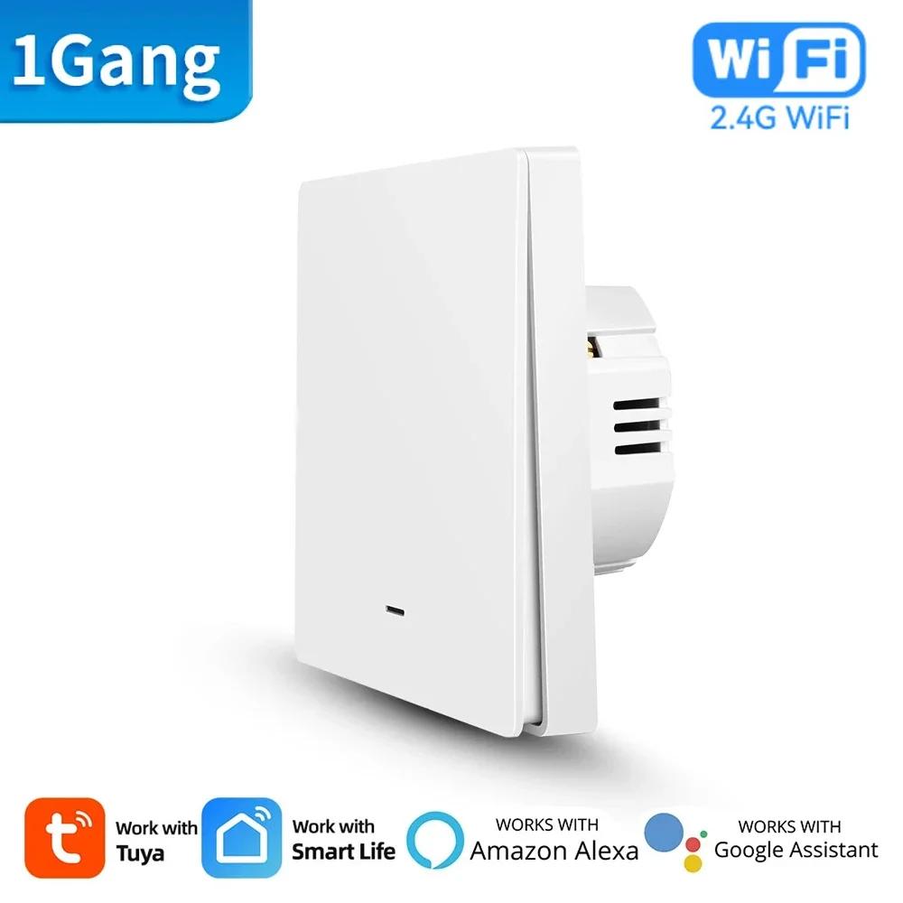Умный Wi-Fi настенный выключатель света Tuya, кнопочное управление, без/с нейтральным проводом, удаленное управление через приложение, таймер, работает с Alexa, Google Home, Алисой
