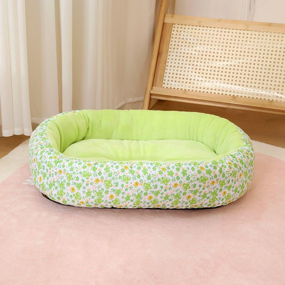 Puppy Sofa Pet Bed Breathable Cat Bed Flower-printed Indoor Cat House for Dogs Sleeping