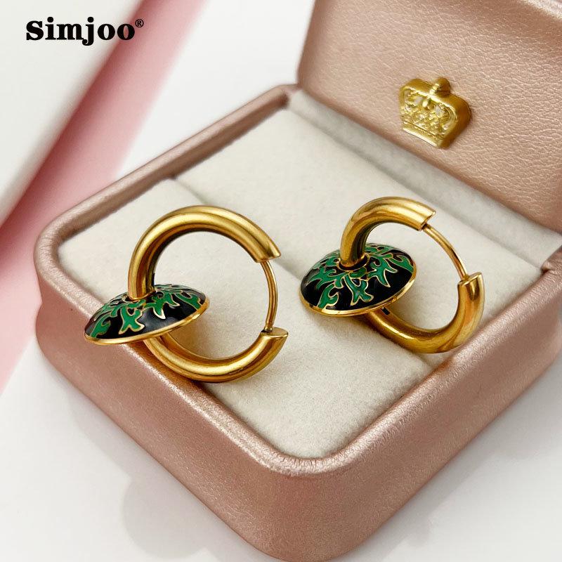 SIMJOO круглые серьги с глазурью в богемном стиле, легкие роскошные нишевые серьги в стиле ретро, ​​модные темпераментные женские серьги