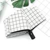 Grid Ain & Sun Umbrella Black Coating Parasol Anti 3 Folding Wind Resistant Big Windproof Women Men 8Ribs