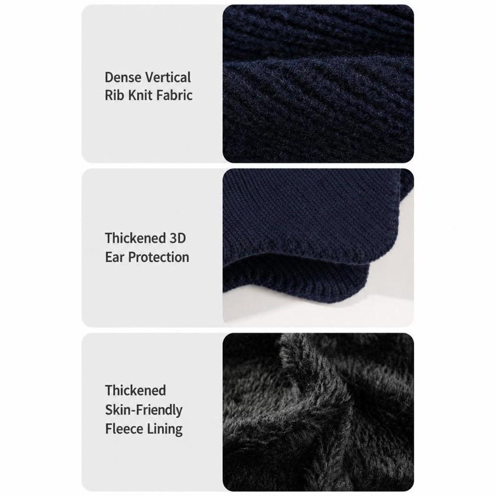 Windproof Knitted Hat Thickened Cold-proof Hat New Earflap Beanie Hat Unisex