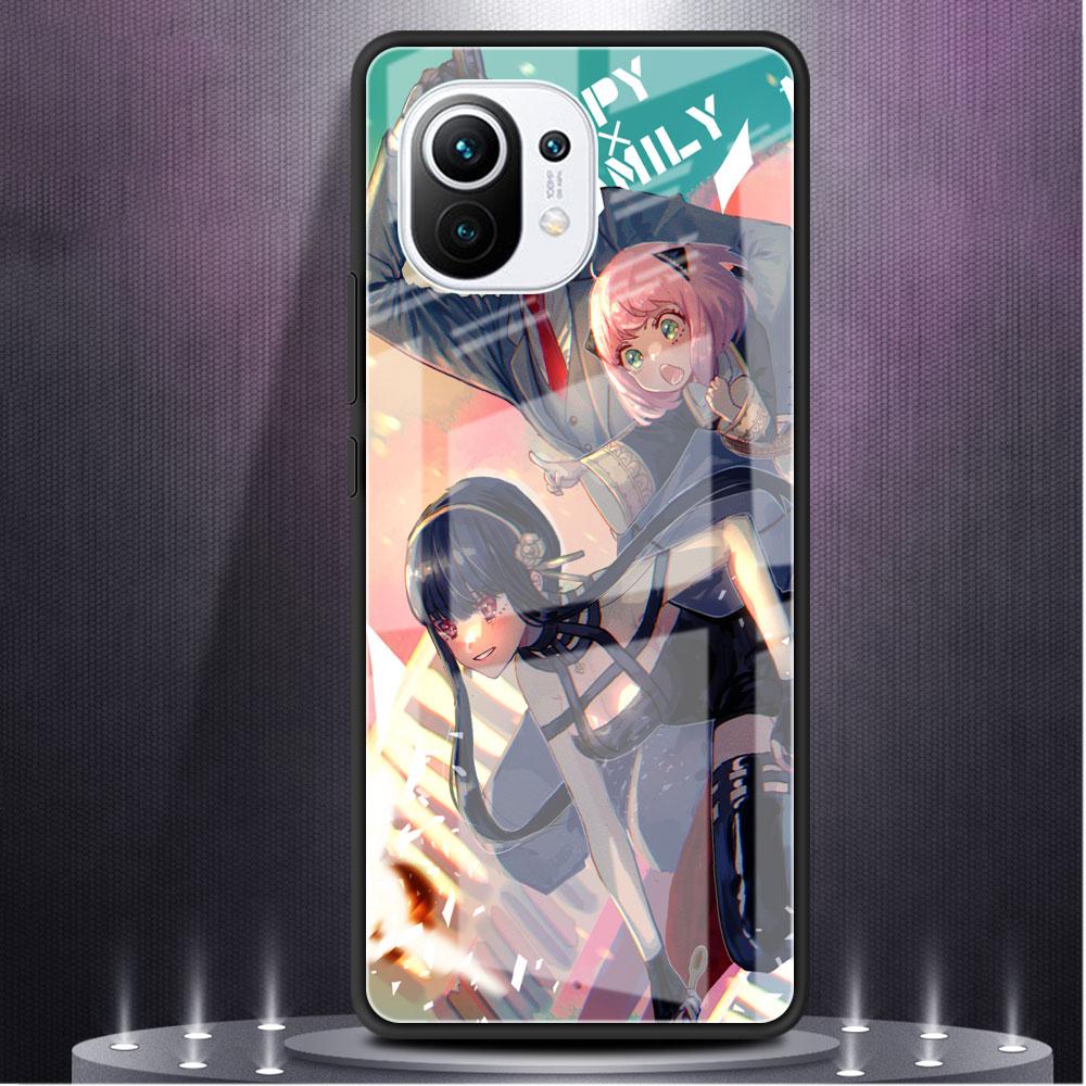 Glass Case For Xiaomi Redmi 11 10 8 Pro 9S K40 9C 9 9A Mi Poco X3 NFC X4 GT 11 Lite 11T 9T Phone Fundas Anime Spy Family Forger