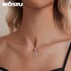 WOSTU Шарм из серебра 925 пробы Розовое Сердце Подвеска для Влюбленных Пары Свадебная Опаловые Бусины Подходит для Браслета DIY Подарок на День Святого Валентина