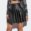 Pu Pleated Skirt European and American Style Plus Size Short Skirt Women's Skirt 2024 New Cross-Border Ins Style