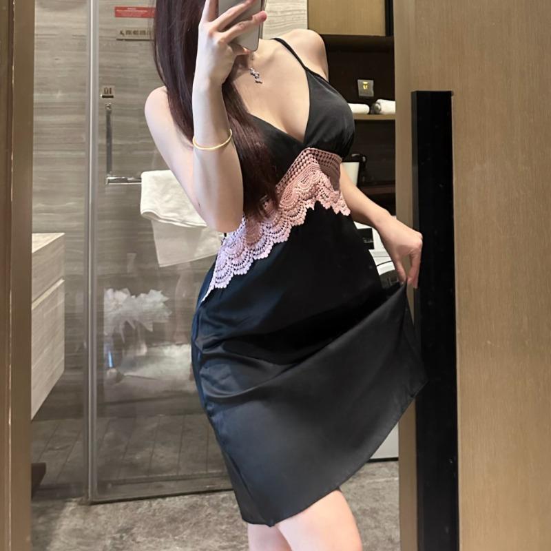 Sexy Underwear, Sexy Pure Desire Satin Ice Silk Backless Plus Chest Pad, Small Loan Simple Loungewear