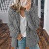 Women Winter Sherpa Fleece Short Jacket Hooded Zipper Cardigan Coat Warm Casual Solid
