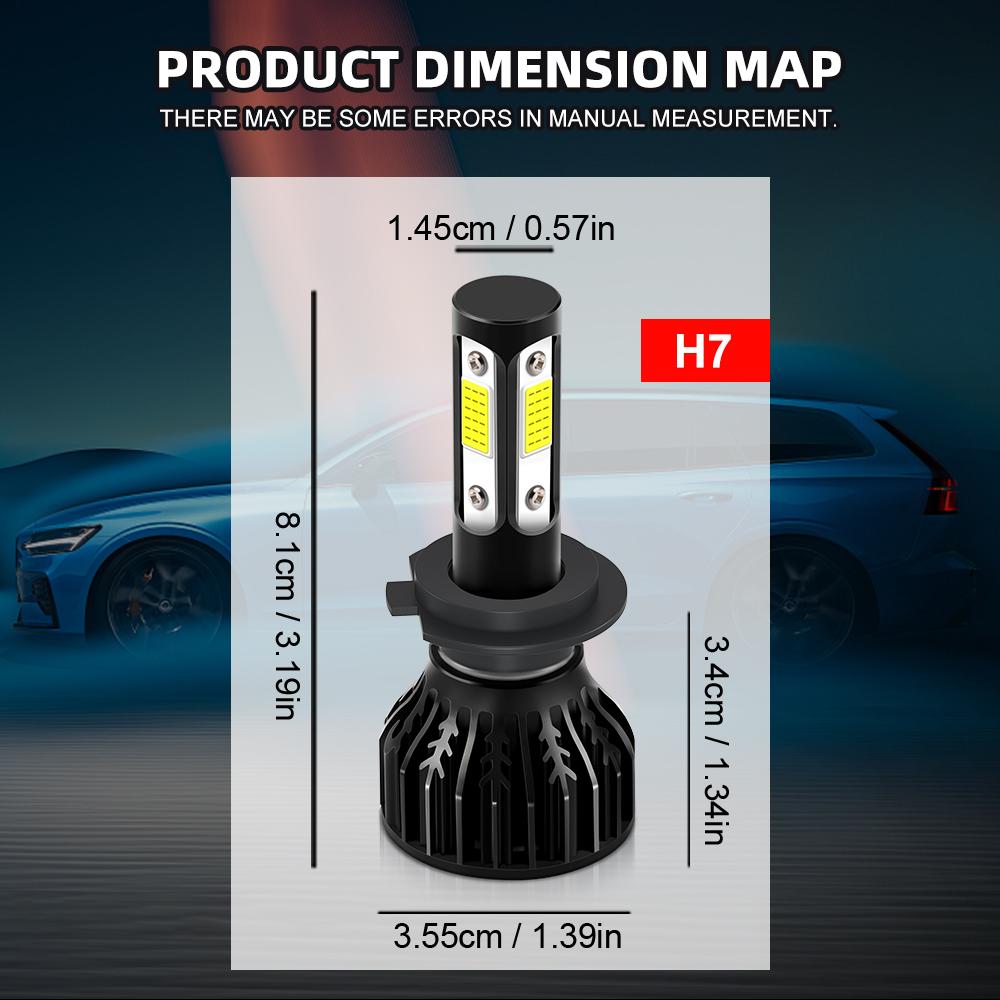 Roadsun 2 шт. Улучшенные яркие лампы H7 Фары 29000Лм 6000K Белый 4-сторонний яркий чип COB Plug-N-Play