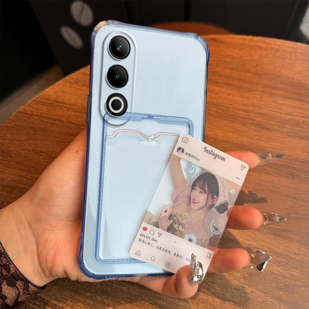 Ударопрочный прозрачный чехол для OPPO A3 Pro 5G с держателем для карт