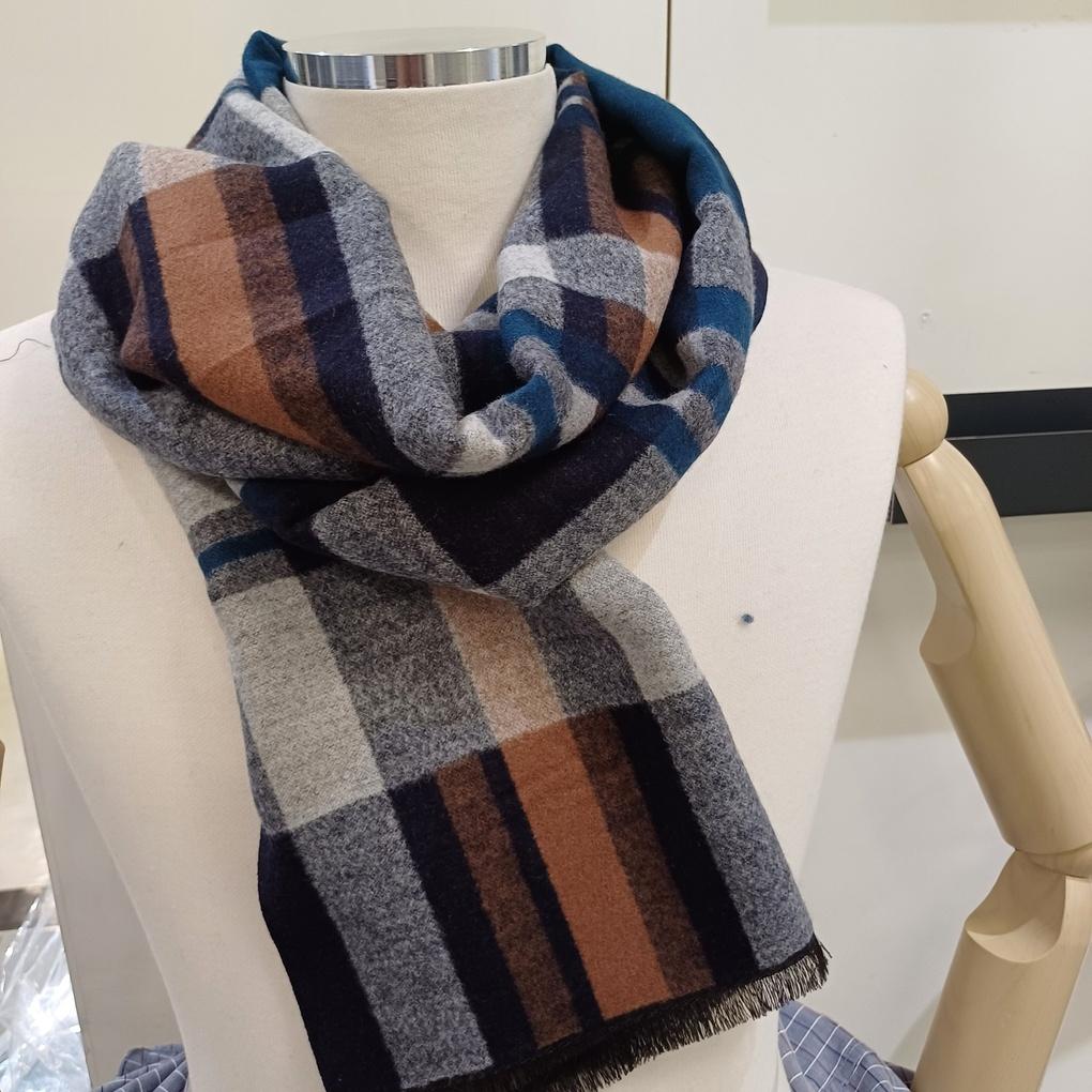 Мужской шарф из смесового вискозного материала в крупную клетку RO4C032_Новый основной филиал Ильсан