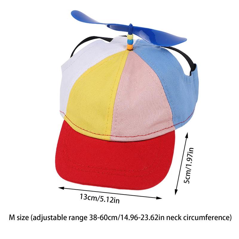 Dog Propeller Hat With Ear Holes Colorful Dog Bucket Baseball Caps Comfortable Rainbow Helicopter Top Hat For Poodle Puppy