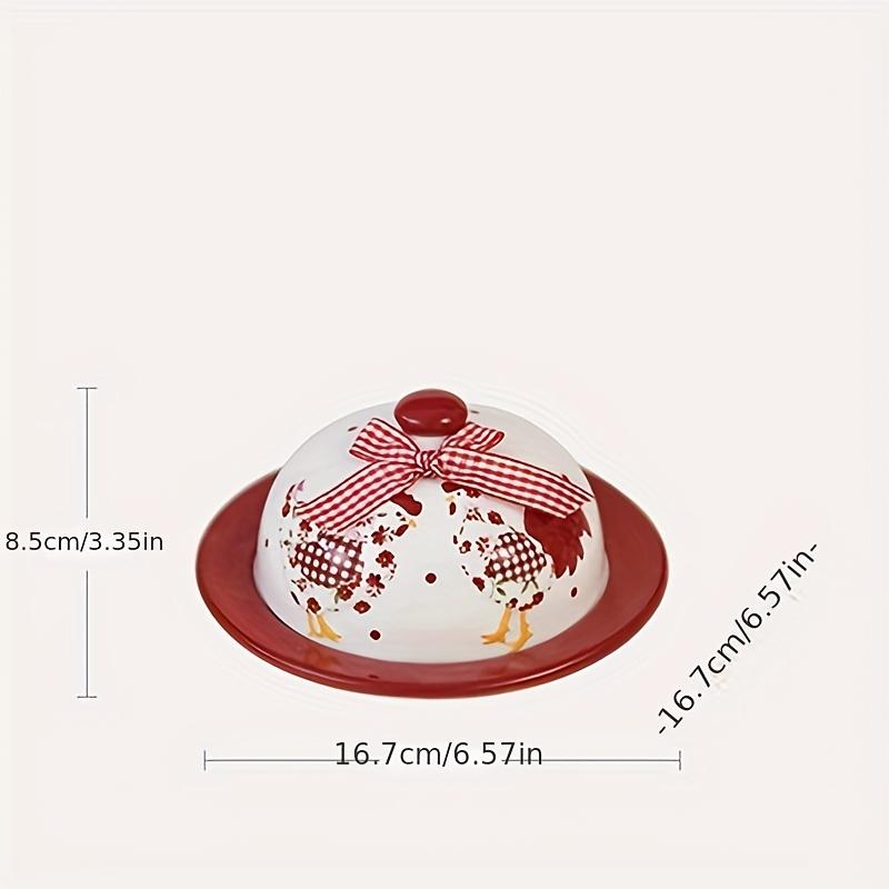 Керамическая масленка «Деревенский красный цветочный цыпленок», тарелка для десерта в стиле фермерского дома, пасхальная посуда, декоративная миска для закусок, безопасная для пищевых продуктов